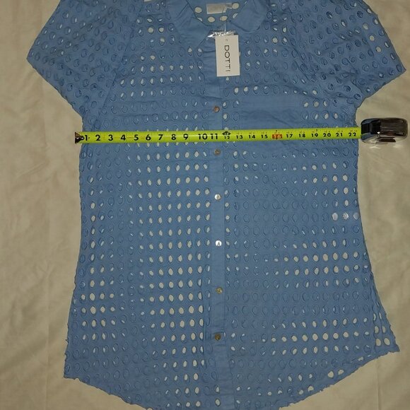 Dotti Women's Cotton Openwork Dot Cover-Up Beach Shirt Size XL NWT - Picture 2 of 6